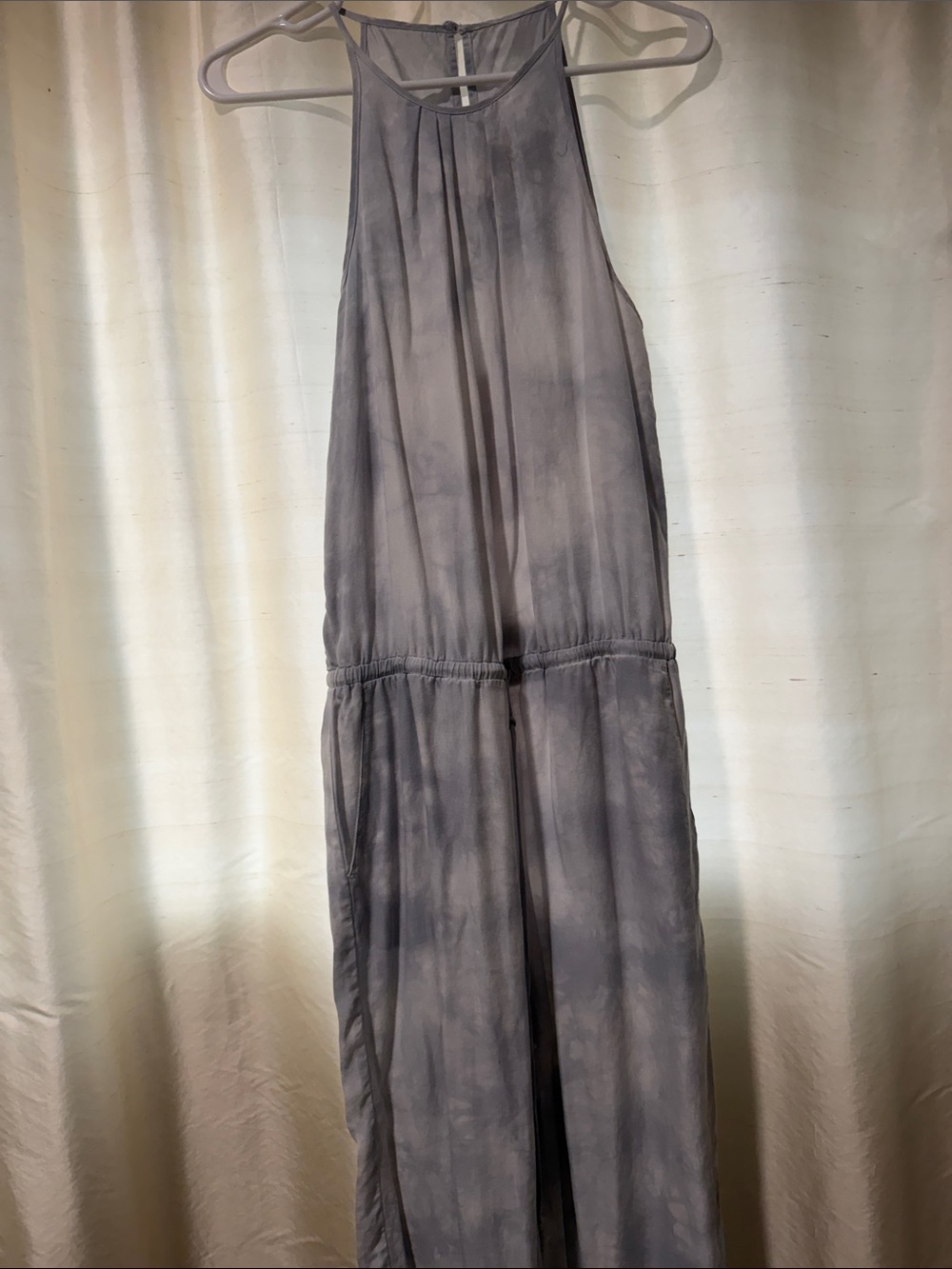 Sleeveless Tie-Dye Jumpsuit in Light Gray/Blue